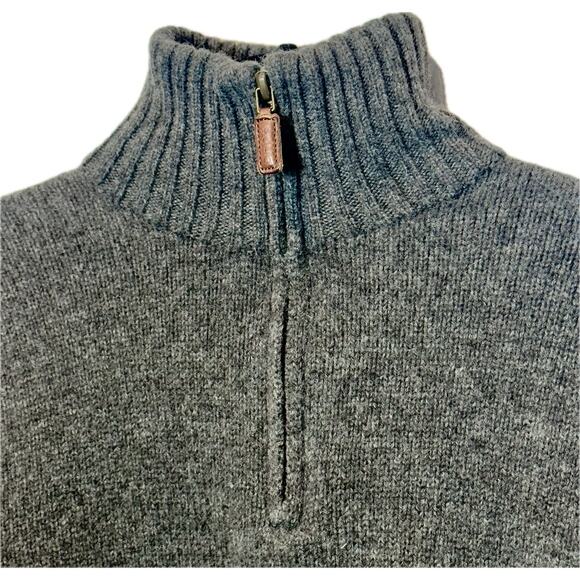 Polo By Ralph Lauren Quarter Zip Sweater Mens M Charcoal 100% Wool Classic - Picture 3 of 8